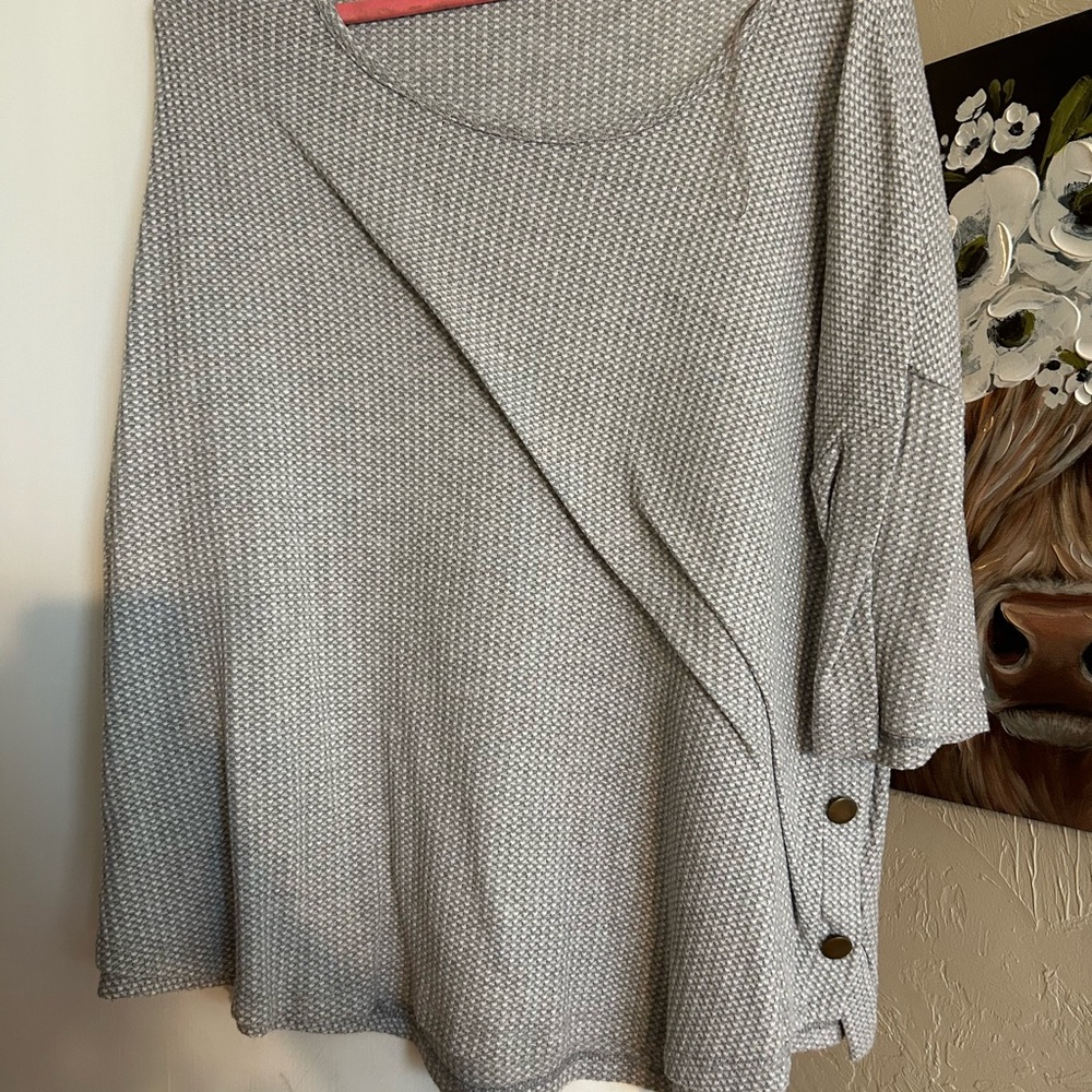 Gray Women's Sweater with Button Detail